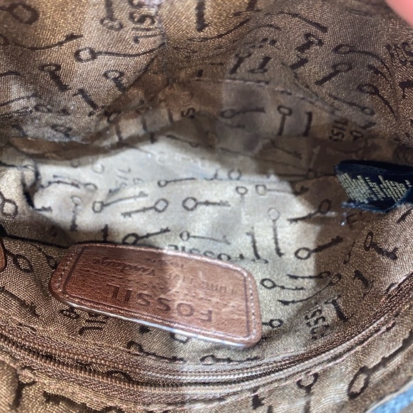 FOSSIL Vintage Maddox Faux Fur Gray Brown Crossbody Bag Saddle Bag - Picture 9 of 11